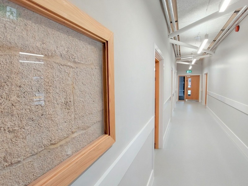 Exposed Hemp block in a corridor of a new building